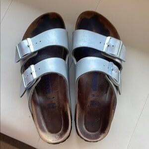 Silver Double Strap Birkenstock sandal